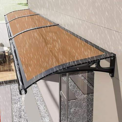 Braune Aluminium-Konsole Türfenster Markise Baldachin für Terrasse und Schlafzimmer regen und Sonnenschutz 99,8 x 28,9 cm