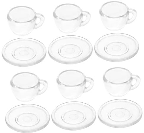 Toddmomy 1Set Mini Transparent Tea Cup Set with Saucer Doll House Accessories for Micro Scene Decoration for Adding Elegance to Living Rooms and Tables