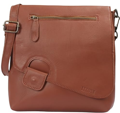 LECONI Umhängetasche Damen-Tasche Crossbag Natur Schultertasche Vintage-Look Ledertasche Frauen + Herren Handtasche aus Echt-Leder 29x29x6cm hellbraun LE3027-Z