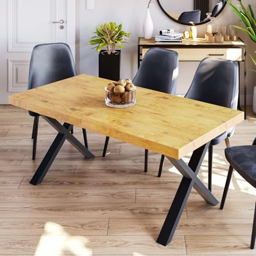 FURNEO | Klapptisch – Esstisch – stabil und stilvoll – für Küche und Esszimmer – ausziehbar – Loft – X-Beine (Lancelot, 80x140x240)