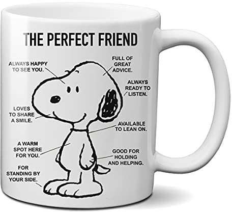 Mugtime (TM) - Peanuts - Snoopy - Perfect Friend - Coffee Tea Mug Cup - Ceramic - Gift - 330ml