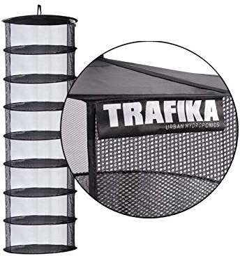 TRAFIKA Trockennetz 90cm /Mikroperforiertes Gewebe/8 Etagen mit Durchmesser/Für hydroponische Kulturen/Trocknen von Pflanzen, Pilzen, Knospen/IndoorAnbau/IDRYING Rack