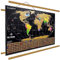 Landmass Carte du monde à gratter, avec cadre de suspension en bois, poster extra large de 91,4 x 61 cm, drapeaux et pays à gratter, art mural pour voyageurs, cadeau d'aventure pour la maison ou le
