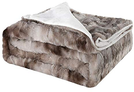 QMZDXH Grau Polar Fleece Tagesdecke Fellimitat Wendedecke Sofadecke TV Decke Hochwertige Kuscheldecke-Felldecke Für Wohn- Und Schlafräume