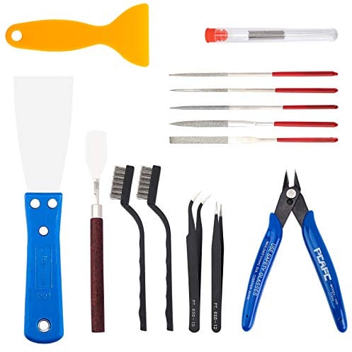 OLYCRAFT 23PCS 3D-Druckerdüsen-Reinigungswerkzeuge Und Entfernungswerkzeuge Das Kit Enthält EIN Spachtel, Drahtbürste, Drahtbündelschneider, Schabermesser, Diamantfeilen Und Pinzetten