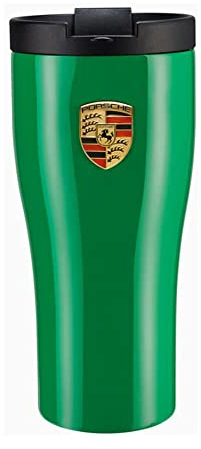 Porsche Python Green doppelwandiger Thermobecher für unterwegs, 450 Milliliter, aus Edelstahl, auslaufsicher, limitierte Auflage