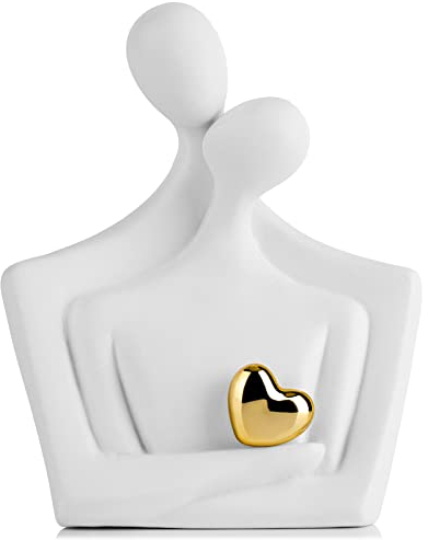 Statua di Coppia Bianca e oro,Regali di Coppia per la Casa,Regalo per Anniversario Coppia,Regali di Coppia Divertenti,Decorazioni Soggiorno Moderno,Centrotavola Design,Centro Tavola Matrimonio Sposi