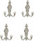 Knober 4 X Doppelhaken | Gardrobenhaken | Kleiderhaken | Vintage Stil Eisen | weiß | Shabby Chic