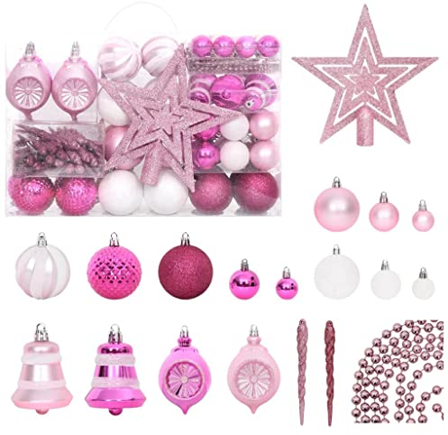 vidaXL 108-tlg. Weihnachtskugel-Set Weiß und Rosa