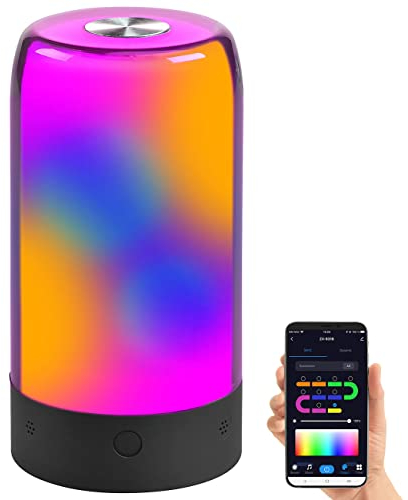 Luminea Home Control Stimmungslampe: Smarte Stimmungsleuchte mit RGB-IC-LEDs, 15 Modi, WLAN, App, schwarz (Partylichter, Nachttischlampe Kinder, Kabellose Stehlampe)
