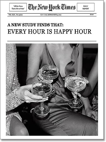 Trendige Wandkunst, ästhetisches, adrettes Poster, Druck, Champagner, lustig, schwarz und weiß, New York News, Leinwand, Wandkunst, Humor, Zitate, Retro-Musik, Wanddekoration für Wohnzimmer, Bar,