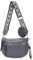 irisaa Umhängetasche Damen Crossbody Bag, 3 in 1 Schultertasche, Bauchtasche mit Reißverschluss und Verstellbarem breitem Gurt, Handtasche für Männer Frauen, DKB Farbe:Anthrazit Doppel