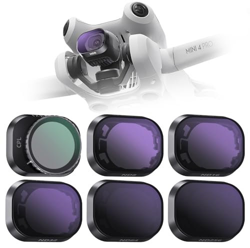 IZEAFH ND-Filter-Set für DJI Mini 4 Pro Zubehör, 6er-Pack (CPL ND8 ND16 ND32 ND64 ND256) Kameraobjektiv-ND-Filter-Set, kompatibel mit DJI Mini 4 Pro Drohne