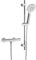 Görbach Thermostat Duscharmatur mit Duschstangen-Set, Thermostat-Brausebatterie mit Brausegarnitur, Thermostat Mischbatterie Dusche + Edelstahl Brausestangeset 70cm, Rund Chrom