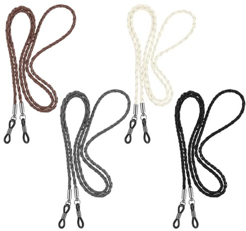 Amabro 4 Pezzi Cordino Per Occhiali,Cordino Occhiali,Lacci Per Occhiali Cinghie Per Occhiali In Pelle Multicolore Cordini Per Occhiali Da Vista Catena Per Occhiali Da Donna E Uomo Porta Intrecciati