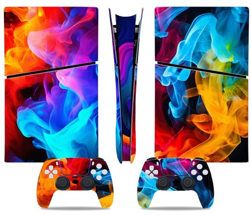 Skin Wrap Compatible avec PS5 Slim Digital Edition (Multi) | Ensemble complet d'autocollants en vinyle pour manette de console