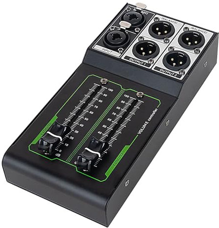 Studio Monitor Controller - Professional Volume Controller, Passive Volume Control | 1 Input 2 Output, Lossless Adjustment, Precise Audio Control with 70mm Fader, Plug and Play for Audio Studios