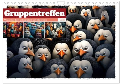 Gruppentreffen (Wandkalender 2026 DIN A4 quer), CALVENDO Monatskalender: Eine große Versammlung aus neugierigen Blicken (CALVENDO Tiere)