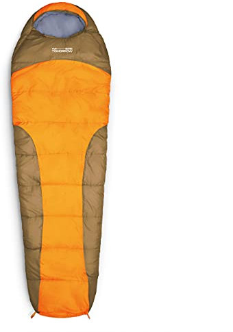 Lumaland Outdoor Schlafsack Mumienschlafsack, 230 x 80 cm, inklusive Packsack, 50 x 25 cm gepackt orange