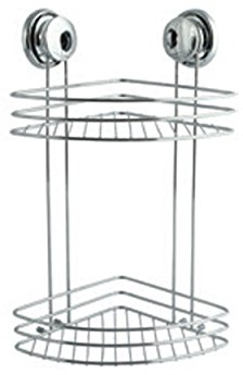 MSV Etagère d'angle de Douche 2 Niveaux à ventouses Acier Chromé