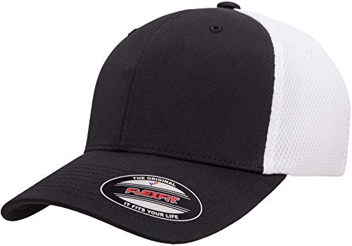 Flexfit Unisex Ultrafiber Airmesh Fitted Cap Hut, schwarz/weiß, S/M