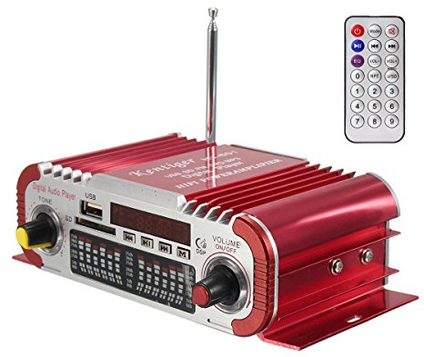 DollaTek DC 12V 2 Canales Hi-fi Mini Motocicleta Digital Auto Car Estéreo Amplificador de Potencia Modo de Sonido Audio Reproductor de música Soporte USB/FM/SD - Rojo