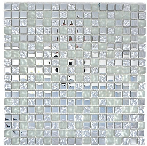 Piastrella a mosaico in vetro traslucido cristallo EP argento vetro smerigliato per parete bagno WC doccia cucina specchio piastrellato rivestimento per vasca da bagno