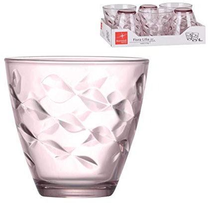 Vss 6 bicchieri vetro flora lilla cl25