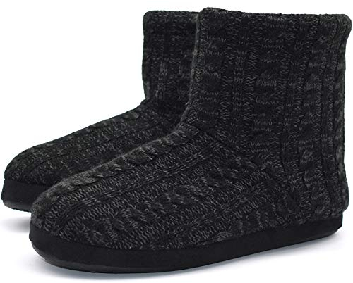 KuaiLu Pantofole Stivaletto Uomo Invernali Chiuse Babbucce Memory Foam Alte Pantofole Stivali Inter Casa Comode Calde Pelose Ciabatte Stivaletti Peluche Lana Cotta Slippers Antiscivolo Nero 43