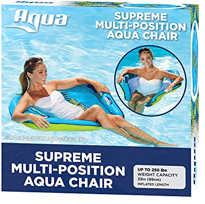Aqua Supreme Hex Pool Chair Float - Multi-Position, Heavy Duty Floating Pool Chair Adult Size - Blue Fern