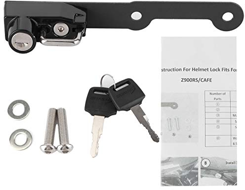 Yctze Motorrad Helmschloss, Helmschloss aus Aluminiumlegierung Halter Schwarz Diebstahlsicherungen Passend für Z900RS / CAFE