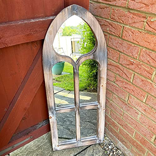 Darthome Ltd Church Wall Mirror Wooden Frame Garden Large Decorative Gothic Arched Door 100cm