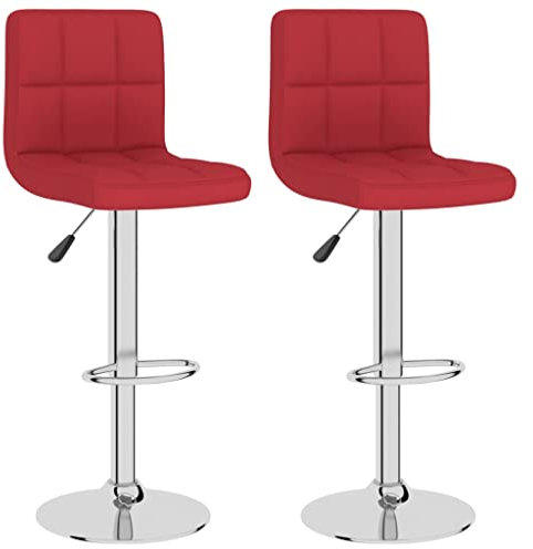 vidaXL 2X Barhocker Höhenverstellbar Drehbar Küchenhocker Barstuhl Tresenhocker Thekenhocker Tresenstuhl Bistrohocker Bar Stuhl Hocker Weinrot Stoff