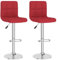 vidaXL 2X Barhocker Höhenverstellbar Drehbar Küchenhocker Barstuhl Tresenhocker Thekenhocker Tresenstuhl Bistrohocker Bar Stuhl Hocker Weinrot Stoff