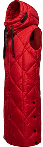 Navahoo warme Damen Winter Steppweste lang mit Kapuze Schnuckel Apple Red Gr. XS