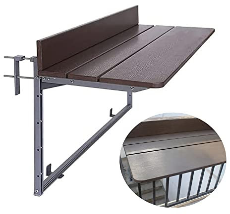 Balkontisch,Balkontisch Klappbar Hängetisch,klapptisch,Balkontisch Zum Hängen,Hängetisch Für Balkongeländer,Outdoor-Tisch Balkontisch Zum Einhängen,Beistelltisch Klapptisch Mit 5 Höhenverstellbar ( Co