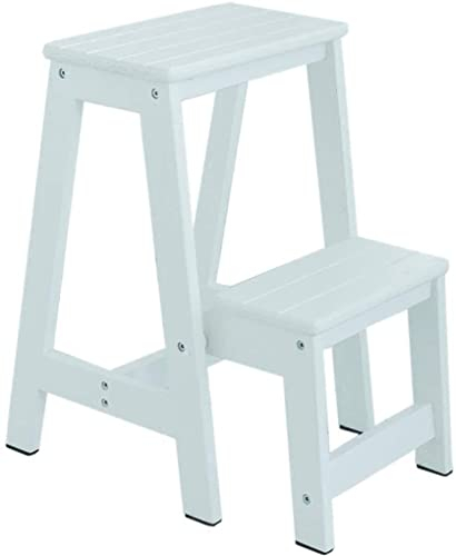 Massivholz-Leiterhocker, zweistufige Leiter, zweischichtiger Blumenrahmen, rutschfeste, vollisolierte Trittleitern, Wohnzimmer, Couchtisch, Haushaltsleiter