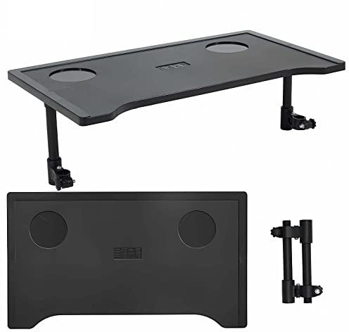 Bueuwe Rollstuhl Tisch, Rollstuhltisch mit Getränkehalter, Rollstuhl Zubehör für die Meisten Rollstühle, 52cm x 30cm, Schwarz