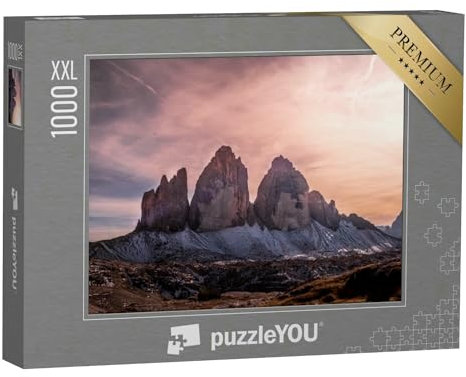 Puzzle 1000 Teile XXL „DREI Zinnen im Nationalpark Sextner: Sonnenuntergang in den Dolomiten“ – aus der Puzzle-Kollektion Landschaft, DREI Zinnen