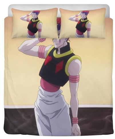 STARSAY Hunter X Hunter Bettwäsche 135x200cm Kinder Bettbezug + 2 Kissenbezug,3D Drucken Mikrofaser Bettwäsche-Sets Bettdecken Bezug Anime Fanartikel (Hisoka)
