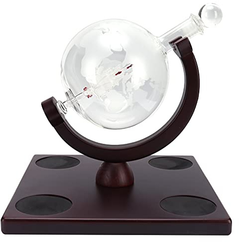 Whisky Globe Decanter Set Recipiente de Vidrio con 4 Vasos Dispensador de Licor para Hombres Oficina en Casa