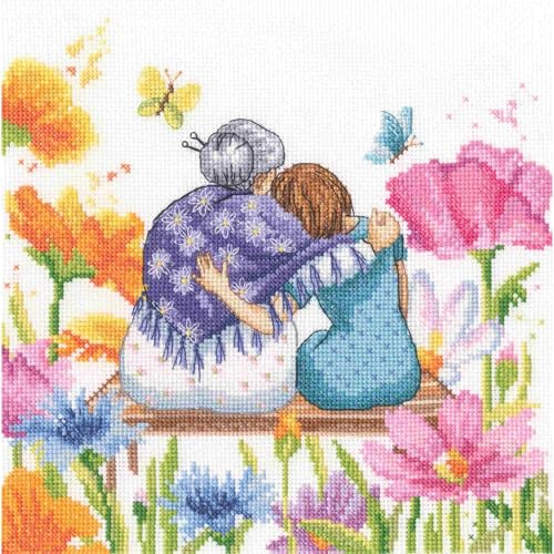 Kreuzstich Stickpackung Wenn du an meiner Seite bist, Oma, Zählmuster, 22,5x22cm