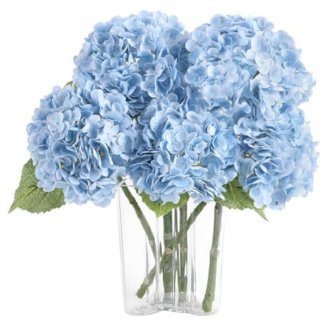 LEUCHTAMOR 3pcs Artificial Hydrangea Flowers Silk Hydrangea Flower Bouquet Baby Blue Fake Hydrangeas for Wedding Parties Party Office Home Decor