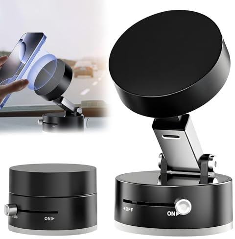 Support de téléphone électrique à Ventouse pour Voiture,Support De TéLéphone à Ventouse MagnéTique pour Tous Les TéLéphones, Support De TéLéphone MagnéTique Double Face Pliable Et RéTractab