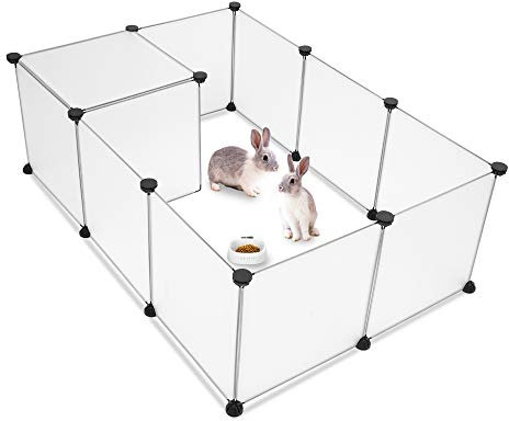 Bonnlo Parc Enclos pour Petits Animaux, Enclos Lapin Interieur, Cage, pour Cochons d'Inde, Lapins,Chien,Chiot,Blanc