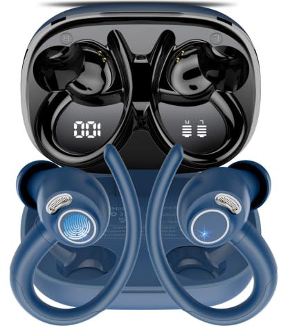 Bluetooth Kopfhörer Sport, in Ear Kopfhörer Kabellos Bluetooth 5.3 mit HD Mic, Herausragender Sound, 48 Std Spielzeit, Dual LED-Anzeige, Comfort Fit, IP7 Wasserdicht Ohrhörer für Sport mit Ohrhaken