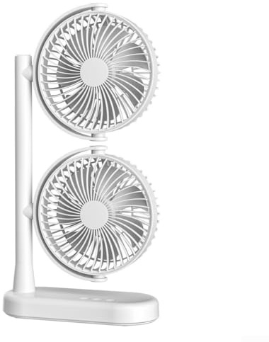 Double Head Fan with Rechargeable Battery 3 Speed USB Powered Air Cooler for Home, Office, or Travel (A(B(4000 mA))