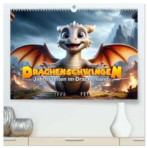 Drachenschwingen: Jahreszeiten im Drachenland (hochwertiger Premium Wandkalender 2026 DIN A2 quer), Kunstdruck in Hochglanz: Ein Jahr voller Drachenmagie und Farbe. (CALVENDO Spass)