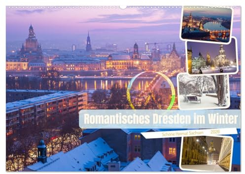 Romantisches Dresden im Winter (Wandkalender 2026 DIN A2 quer), CALVENDO Monatskalender: Winterzauber in der romantischen Dresdner Altstadt (CALVENDO Orte)