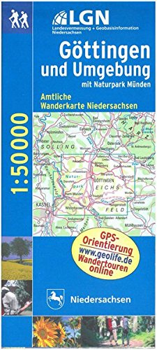 Göttingen und Umgebung mit Naturpark Münden 1 : 50 000. Topographische Karte mit Wanderwegen